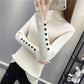 Autumn and Winter Half Turtleneck Loose Bottoming Shirt Button Split Sleeve Sweater Slim Casual Knit Sweater