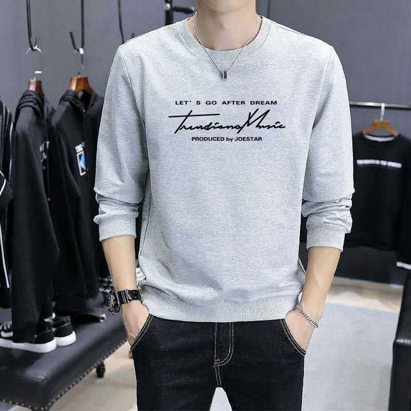 Pure Cotton Spring and Autumn Sweater Men's Loose Trend Men's Wild Plus Size Long-sleeved Cotton Bottoming Shirt