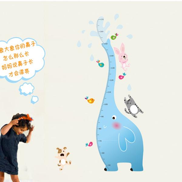Removable wall stickers cartoon new super cute elephant height stickers can be issued