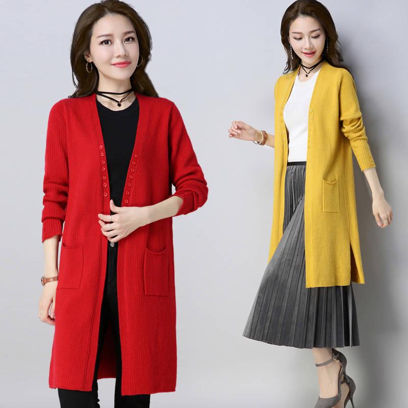 Long Cardigan Female 2019 Autumn Winter Women Sleeve Cardigan Sweater Knitted Cardigans Jacket Tops