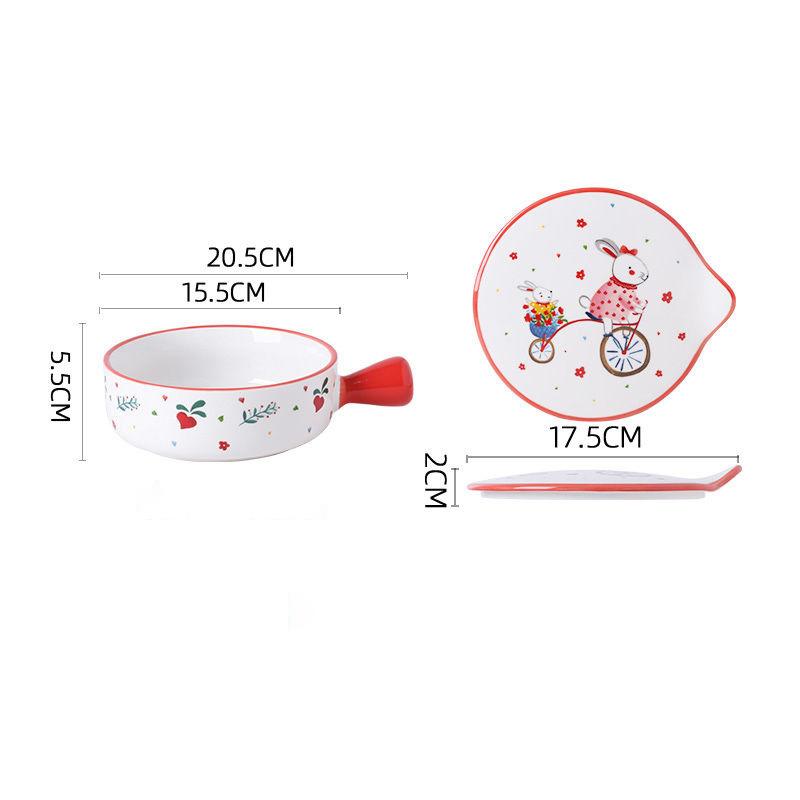 Ceramic Instant Noodle Bowl Plate Home Creative Baking Plate Fruit Plate Dish Dinner Plate Dinner Plate Rice Bowl Tableware Net Red