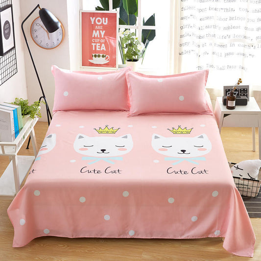 Sheets Pillowcases Bedding Three-piece Cotton Cloth Washable Soft Breathable Simple and Cute Patterns Universal In All Seasons