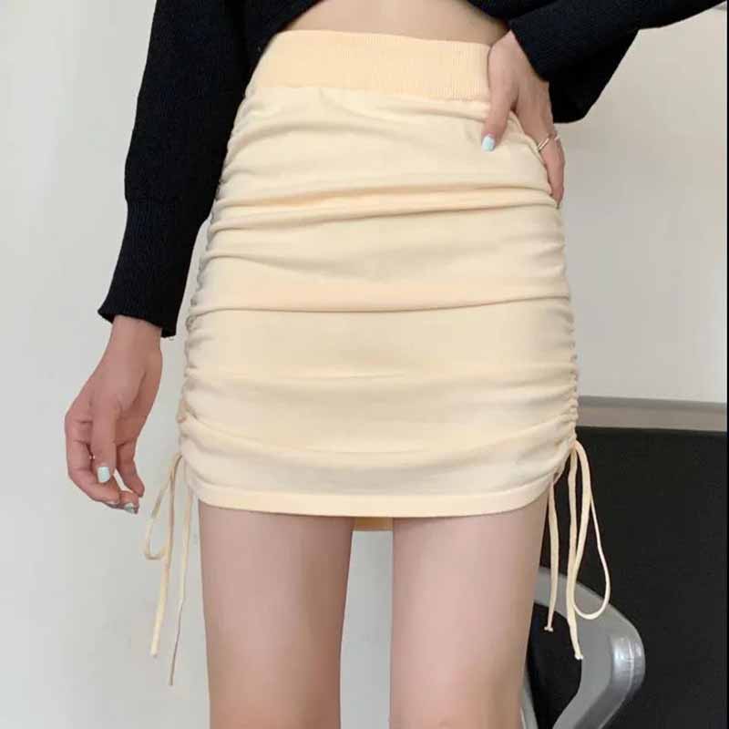 High Waist Drawstring All-match Casual Bag Hip Skirt Net Red Was Thin Short Skirt Pure Wind Skirt