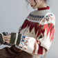 Vintage  Printed Sweater Women Bottoming Sweater Loose Casual Knit Pullover Sweater Autumn Winter