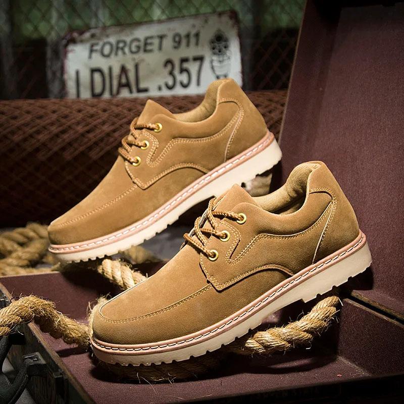 Spring and Autumn Men's Low Top British Shoes Logging Shoes Casual Sneakers Outdoor Workwear Shoes All-match Leather Shoes Men's Shoes
