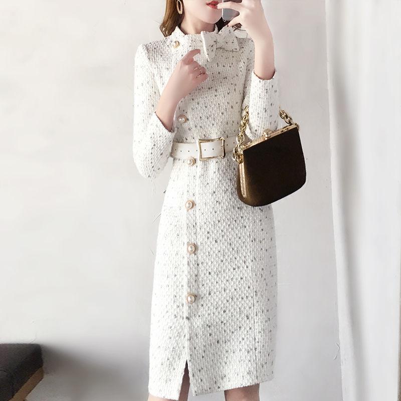 Autumn Winter Sweater Dress for Women  Knitted Dress Female  Sexy Wrap Dress  Slim High Waist  Bodycon Dress