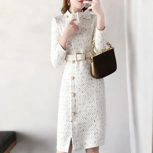 Autumn Winter Sweater Dress for Women  Knitted Dress Female  Sexy Wrap Dress  Slim High Waist  Bodycon Dress