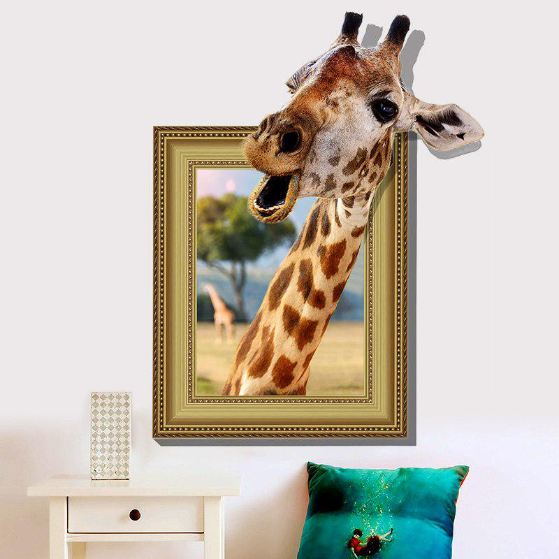 [Wall sticker ]3d Fake Windows Giraffe Animals Wall Stickers Home Decoration Living Rooms Kids Bedro