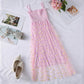 Mesh High Waist Small Daisy Suspender Skirt Small Fresh Dress Literary Retro Sweet First Love Dress Sleeveless Fairy Dress
