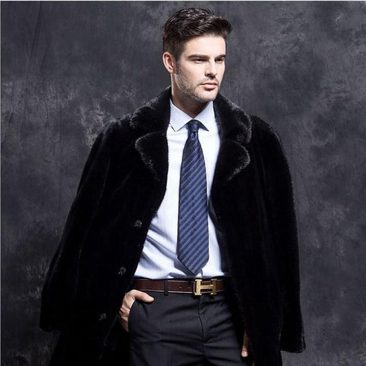 Fur Coat High Imitation Mink Fur Coat Whole Mink Man Coat Long Hooded Suit Collar Coat