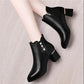 Fleece Short Boots Women's Winter Fashion All-match Thick-heeled Round Toe Boots Short Tube Rhinestone Cotton Shoes