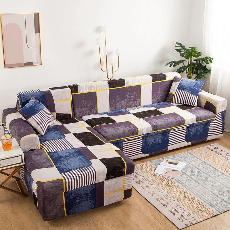 Four Seasons Universal Elastic Non-slip European-style Plaid Pattern Tight-pack Full-cover Sofa Cover
