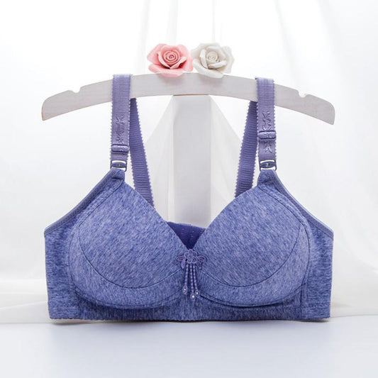 Middle-aged Underwear Women's Large Size Thin No Rims Mother's Bra Adjustment Anti-sagging Bra and Breast Gathering Bra