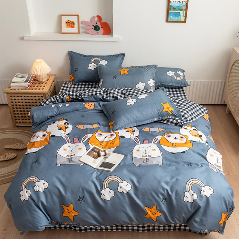 Printed Solid Bedding Sets Home Bedding Set 4-7pcs High Quality Lovely Pattern Four Seasons