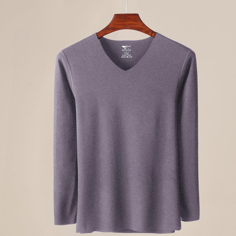 Men Winter Thermal Underwear O-neck Male Autumn Tight Tops Thicken Windproof Comfortable Soft Lining Long Sleeve High Elasticity Spring Pajamas V-neck