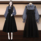 Two-piece Single/large Size Women's Spring  Autumn Suit Women's Fashion Shirt Covering Belly Slimming Dress Women