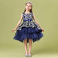 Lace Embroidery Formal Sleeveless Wedding Gown Tutu Princess Dress Flower Girls Children Clothing Kids Party for Girl Clothes
