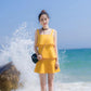 Female Simple and Slim Little Fresh Beach Sling Vest Cake Dress Strapless Foliage Short Graceful Dress