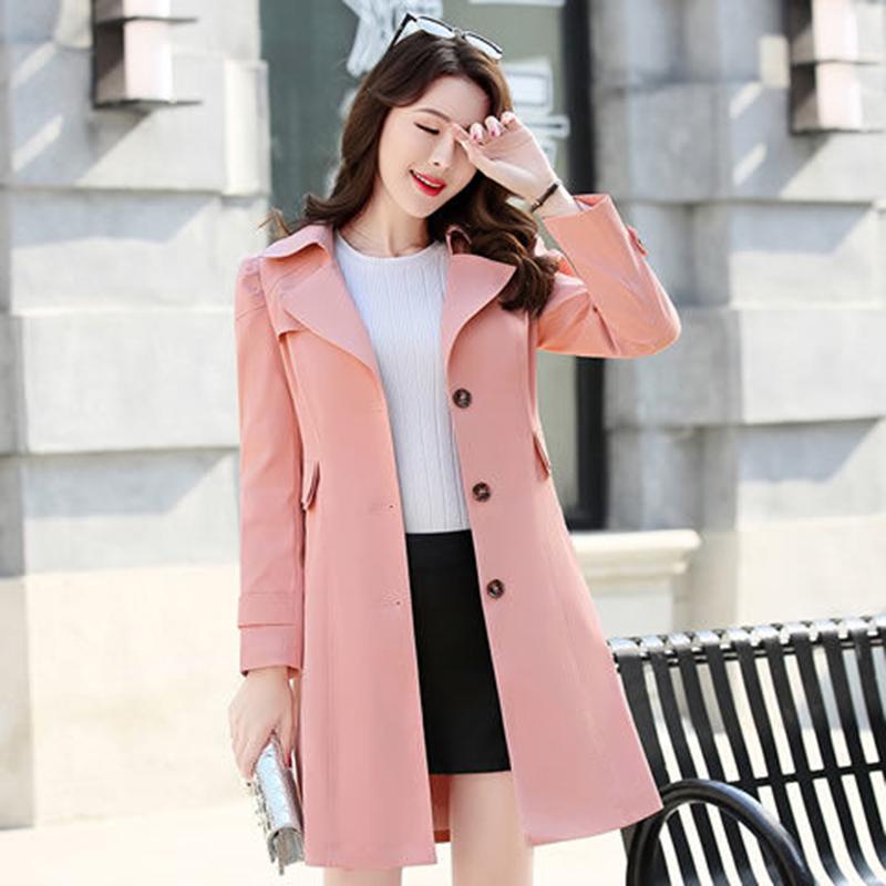 Solid A-Line Long Trench Coat Casual Plus Size Basic Windbreaker Loose England Style Outwear