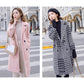 Women's Jackets & Coats Medium-long Plaid Wool & Blends Coat Turn-down Collar Pockets Parka