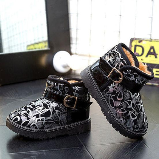 Children Winetr Colorful Cotton Short Boots Kid's Waterproof Non Slip Flat Warm Cotton Shoes