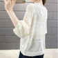V-neck Hollow Knit Sweater Loose Breathable Long-sleeved Sweater Thin Bottoming Shirt