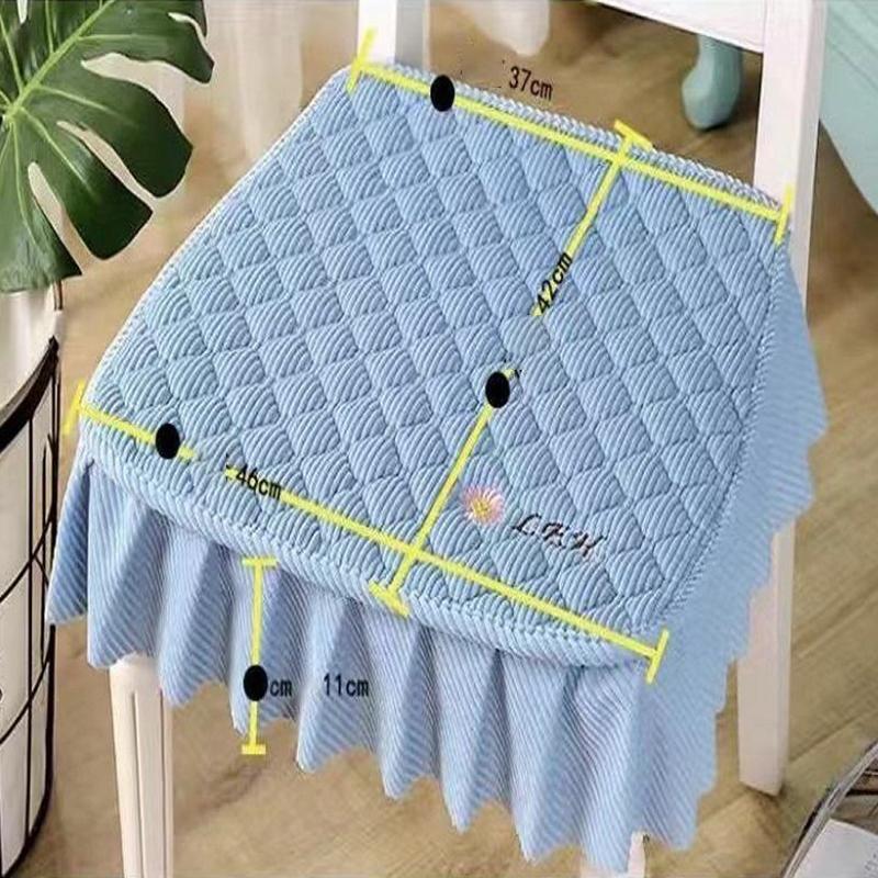 Chair Cushion Plush Chair Cushion Thickened Restaurant Soft Chair Cushion Non-slip Tape Straps Simple Modern Style Easy To Clean