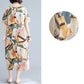 Women's Summer Dress Literary Retro Large Size Printing Round Neck Pocket Loose and Thin Cover Belly