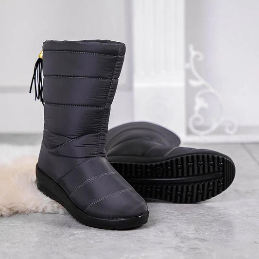 Snow Boots Ladies Winter In The Tube Waterproof Non-slip Warm Cotton Shoes Thick Bottom Plus Velvet Thick Cotton Boots Large Size