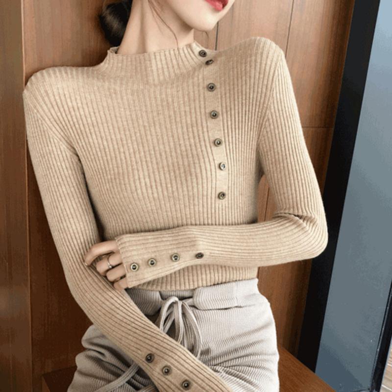 Pofulove Turtleneck Sweater Sweater Pullover Slim Sweater Sweet cute sweater Half turtleneck sweater