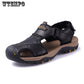 Men's Sandals Leather Breathable Closed-Toe Sandal Summer Beach Shoes Outdoor Shoes