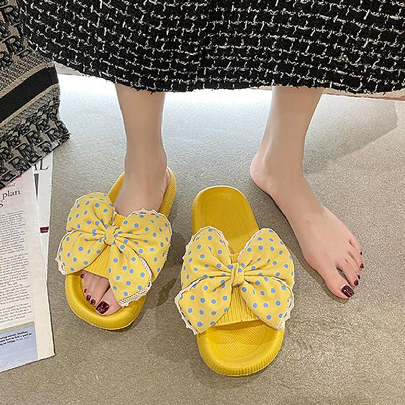 Western Style Sandals Female Summer Fashion Outer Wear with 4cm Slippers Step on Shit Sense Student Cute Bow