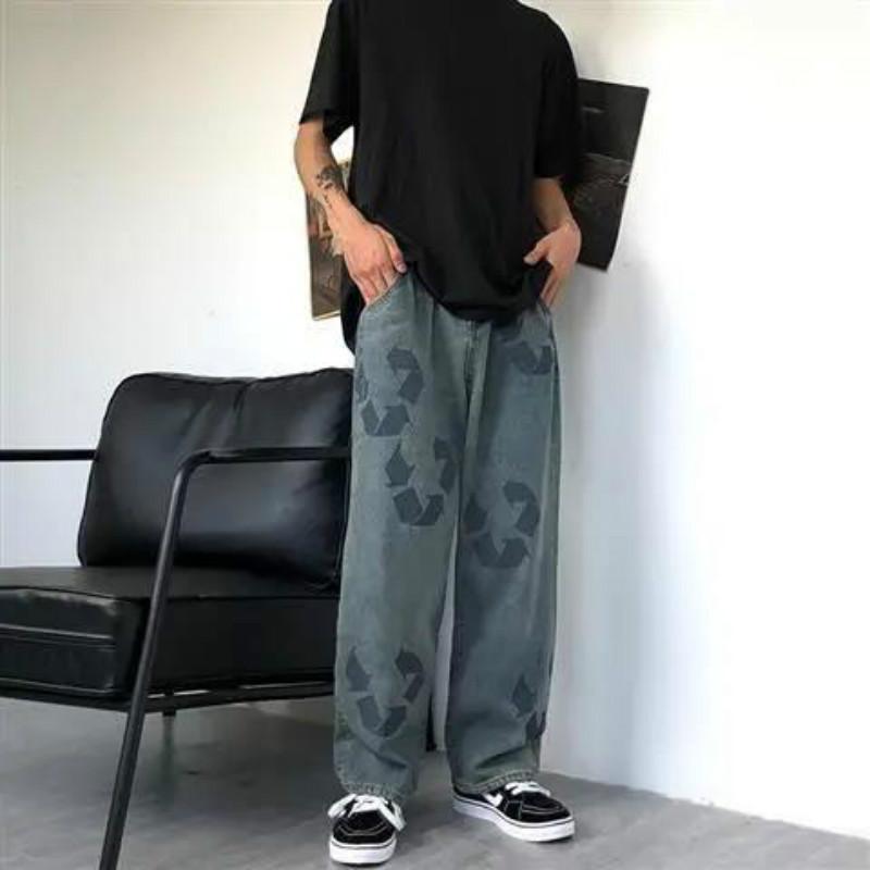 Pants Men's Spring and Summer Ins Retro Personality Old Straight Wide-leg Pants Loose and Thin High-waisted Jeans Tide