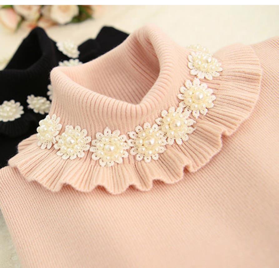 Autumn and Winter Thick High-neck Ladies Bottoming Shirt Elegant Temperament Knit Sweater Ruffled High Elasticity All-match Slim Casual Shirt