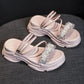 Two Wear Sandals Women's All-match Thick Bottom Heightening Light and Comfortable Outer Wear Sandals and Slippers Pearl Decoration