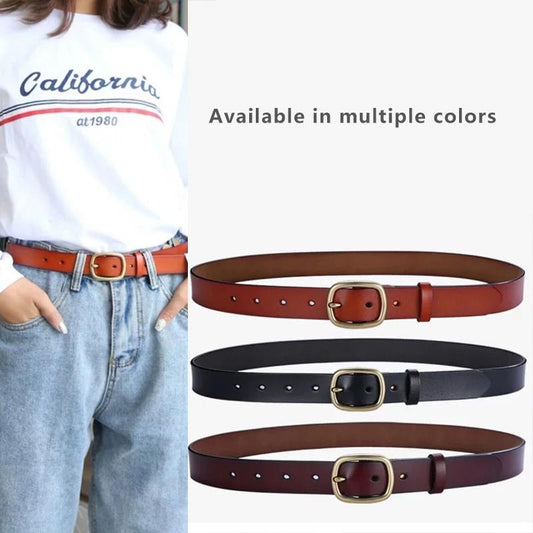Ladies belt cowhide black belt leather belt student jeans decoration belt girl white belt