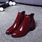 Ankle Boots Women Leather Boots Thick Med Heel Chelsea Boots PU Leathe Zipper Short Shoes Women