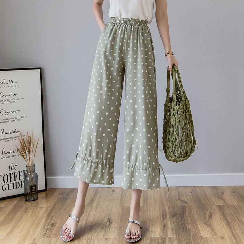 WTEMPO Chiffon Harem Trousers Summer Cool  Thin Women Loose High Waist Wide Leg Straight Trousers Casual Comfortable Office Home Go Out Party