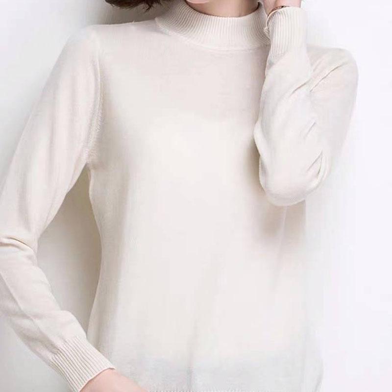 Pofulove Half Turtleneck Sweater Autumn Winter Loose Students Winter Wear Shirts Women Long Sleeve