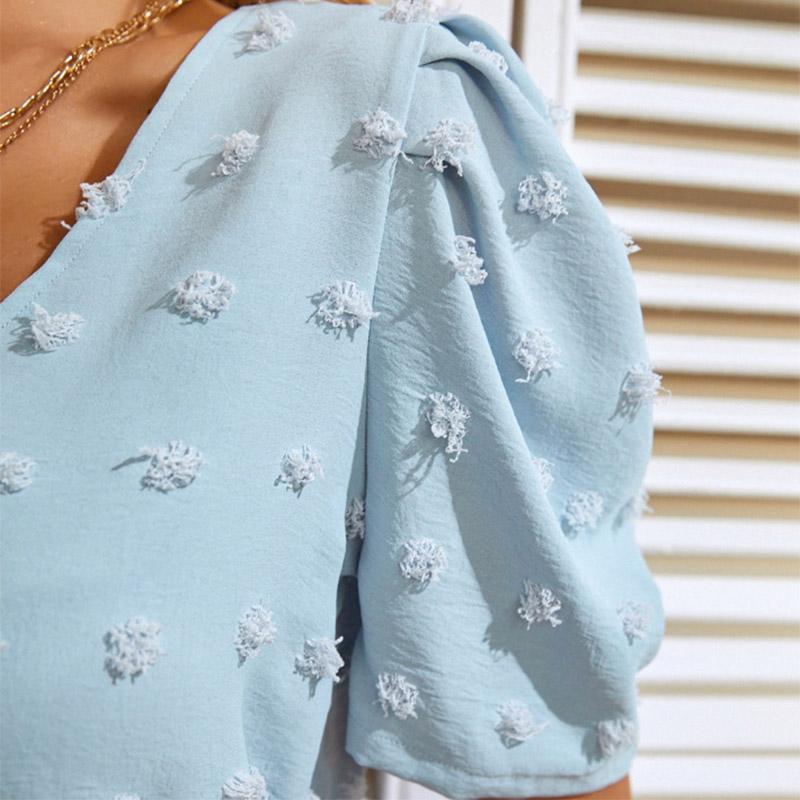Women's Chiffon Jacquard Wool Ball Double Layer Short Sleeve