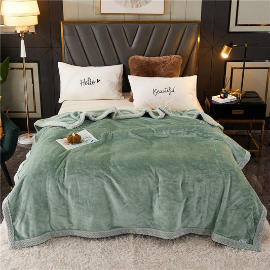 Pure Color Thick Milk Fleece Blanket Quilt Coral Fleece Autumn and Winter Flannel Blanket Plus Fleece Quilt Nap Blanket