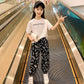 Girls Summer Suit Short Sleeve Anti-mosquito Pants Wing Print Pattern Comfortable Breathable Cool Two-piece Set