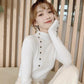 Button Half Turtleneck Sweater Women's Bottoming Sweater Fall/Winter Pullover Slim Knit Sweater with Elastic Slim and Comfortable
