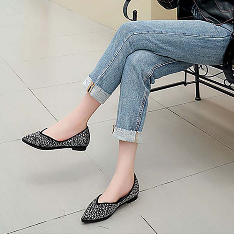 Summer Flat Shoes All-match Shallow Mouth Pointed Toe Single Shoes Women Fashion Scoop Shoes Soft Sole Peas Shoes Women