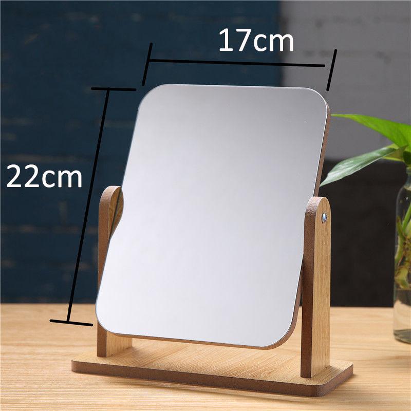 Ladies Rotatable Wooden Mirror Desktop Creative Portable Makeup Mirror HD Thin and Light Travel Out Household Essentials