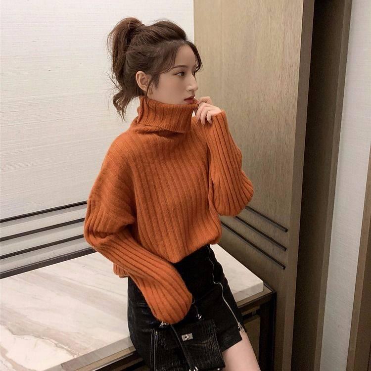 Winter Women's Sweater Loose Turtleneck Long-sleeved Knitted Pullover Thickened Sweater