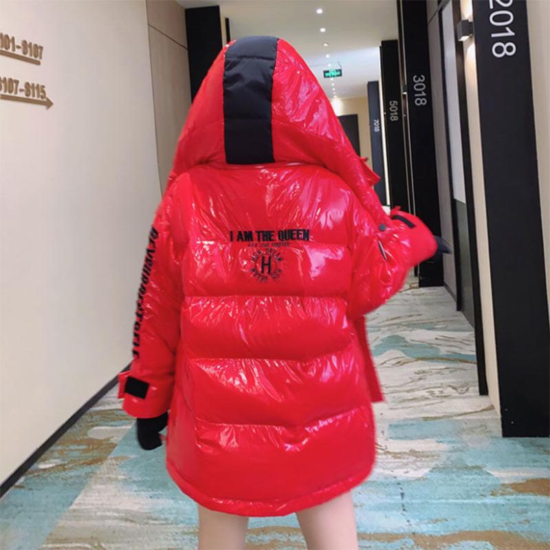 Women's Shiny Short Down Jacket Winter Korean Style Loose Quilted Jacket Casual Stand-collar Padded Jacket