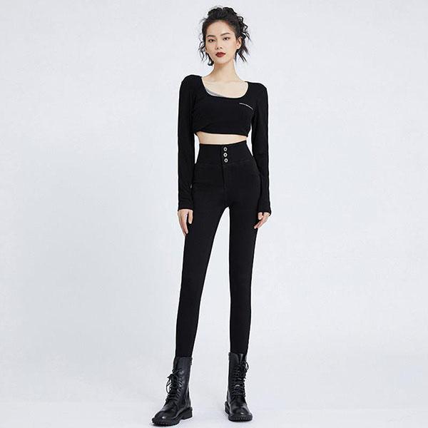 Women Winter and Autumn Large Size Streetwear Long Jeans Slim Solid Color High Waist Elastic Casual Pencil Jeans
