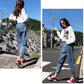WTEMPO Jeans Female Straight Loose Loose Thin High Waist Dad Pants Wearing Wide Legs Was Thin Pants