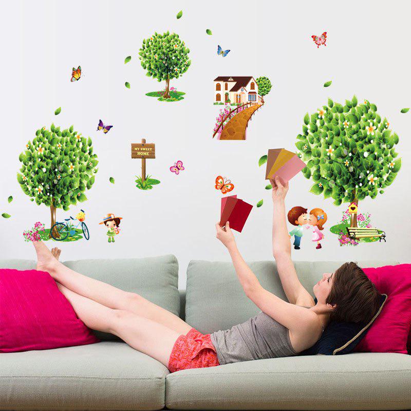 [sticker Monopoly ]Fresh Green Home Pastoral Style Cartoon Children 'S Wall Stickers Pvc Decals Kid
